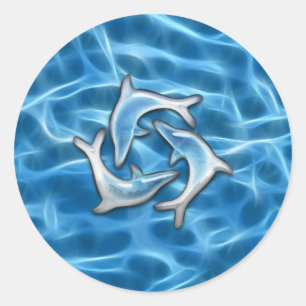 Dolphins in Water Classic Round Sticker