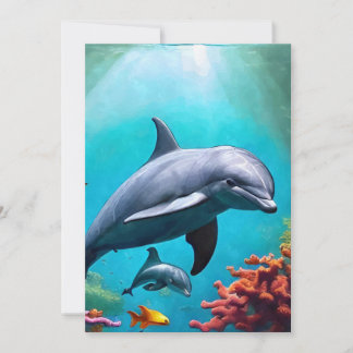 Dolphins in Watercolor Holiday Card