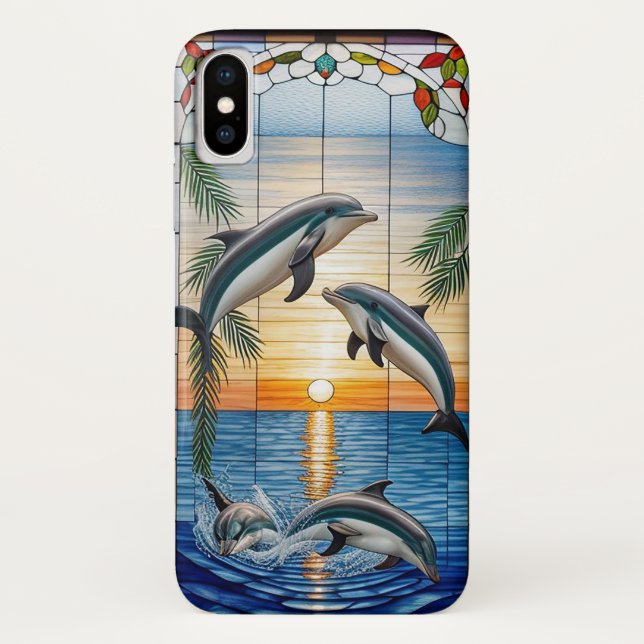 Dolphins Jumping at Sunset on the Ocean Case-Mate iPhone Case (Back)