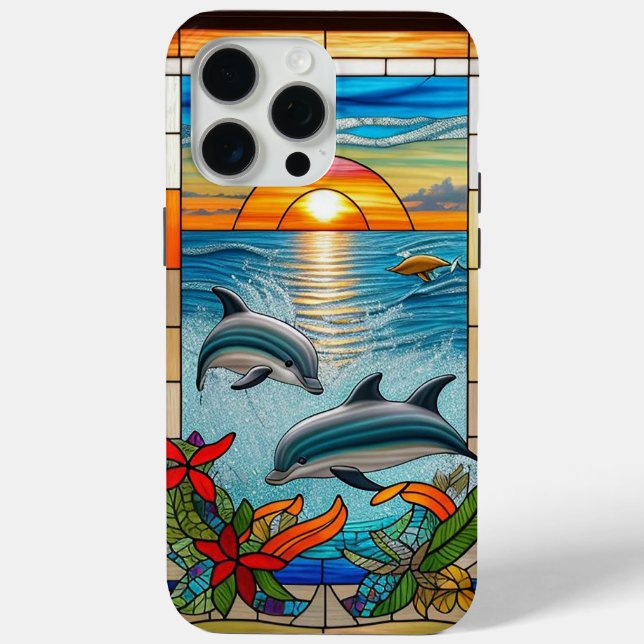 Dolphins Jumping at Sunset on the Ocean Case-Mate iPhone Case (Back)