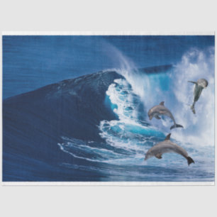 Dolphins Jumping Ocean Wave Decoupage Tissue Paper