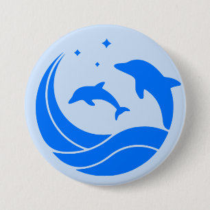 Dolphins Jumping Waves 7.5 Cm Round Badge