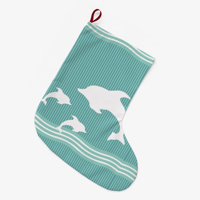Dolphins Large Christmas Stocking (Front (Hanging))
