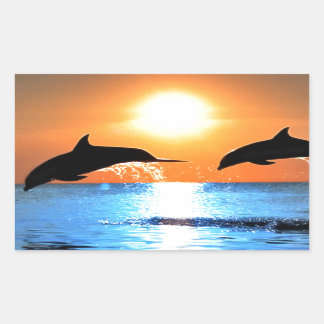 Dolphins Leaping Rectangular Sticker