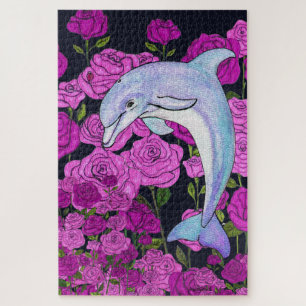 Dolphins Love Roses Jigsaw Puzzle
