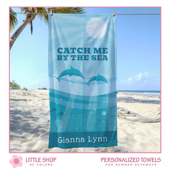 Dolphins Ocean Waves Personalised Beach Towel (Creator Uploaded)