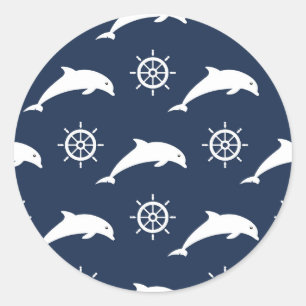Dolphins On Parade Pattern Classic Round Sticker