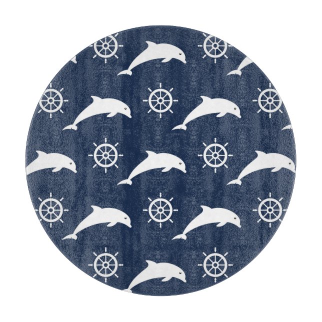 Dolphins On Parade Pattern Cutting Board (Front)