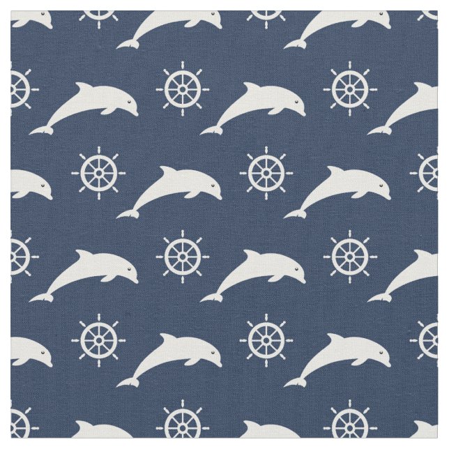 Dolphins On Parade Pattern Fabric (Close Up)