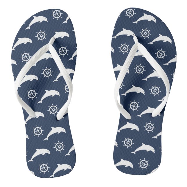 Dolphins On Parade Pattern Flip Flops (Footbed)