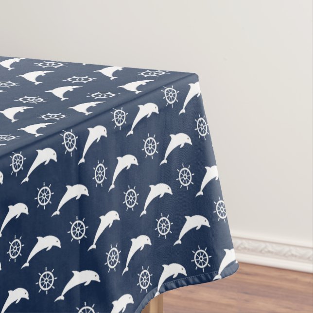 Dolphins On Parade Pattern Tablecloth (In Situ)