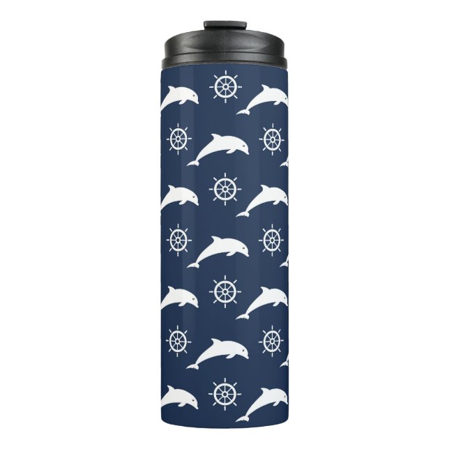 Dolphins On Parade Pattern Thermal Tumbler (Front)