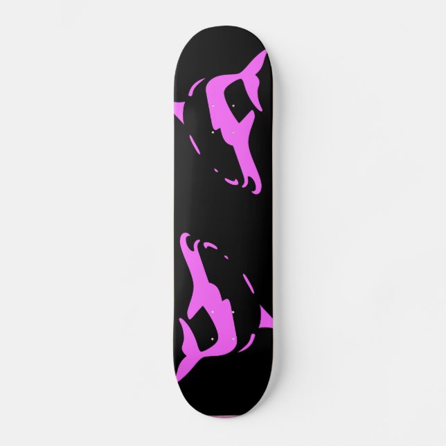 DOLPHINS Pink  AND BLACK skateboard deck (Front)