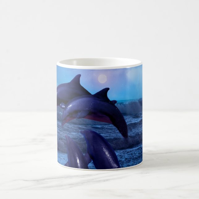 Dolphins playing in the ocean coffee mug (Center)