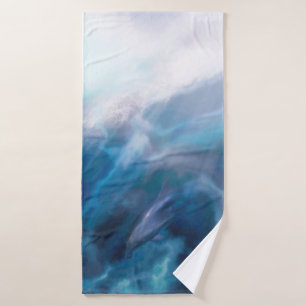 Dolphins Playing JUST FOR THE THRILL Bath Towel