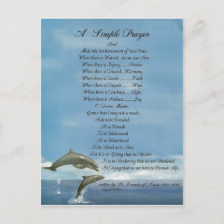 dolphins=pope francis=st. francis SIMPLE PRAYER Postcard