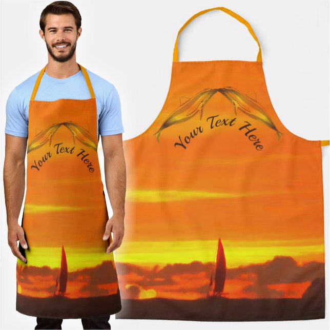 Dolphins Sailboat Sunset 1300 Apron (Creator Uploaded)