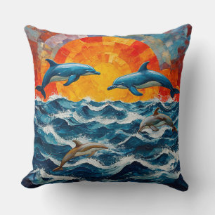 Dolphins Seascape Cushion