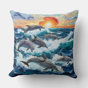 Dolphins Seascape Cushion