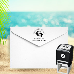 Dolphins Silhouette Family Name Return Address Self-inking Stamp