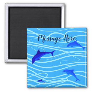 Dolphins & Sun Personalise Add Your Name or Text Magnet