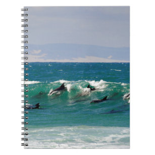 Dolphins surfing a wave notebook