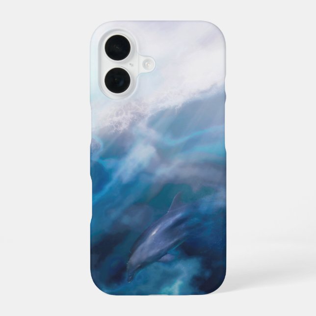 Dolphins Surfing JUST FOR THE THRILL #2 iPhone 16 Case (Back)