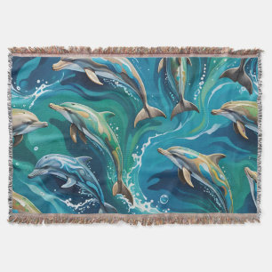 Dolphins swim throw blanket