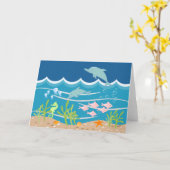 Dolphins swiming under the sea card (Yellow Flower)