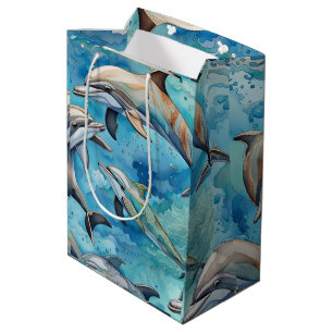 Dolphins swimming in the sea medium gift bag