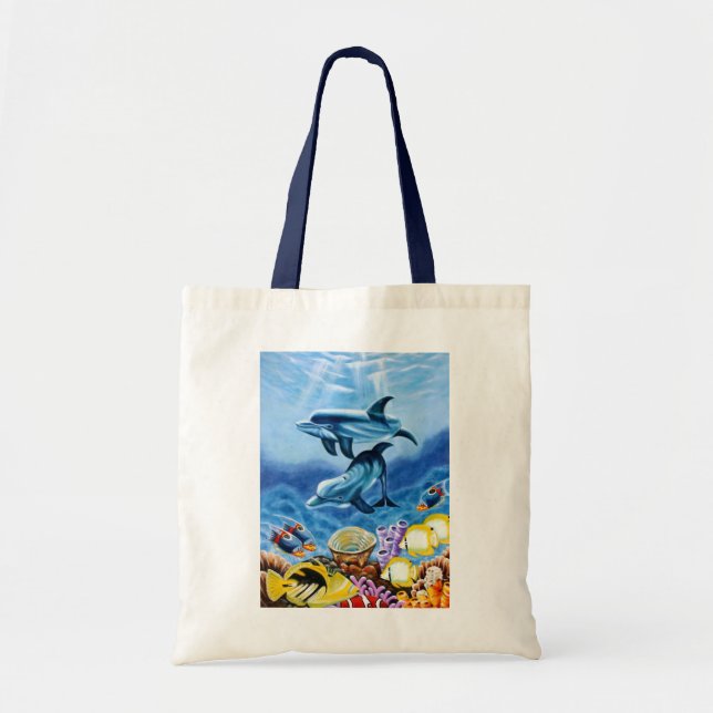 Dolphins Tropical Fish Tote Bag (Front)