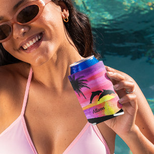 Dolphins Tropical Paradise Personalised Can Cooler