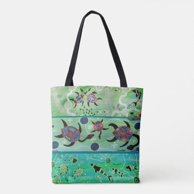 Dolphins & Turtles Aboriginal Tote Bag (Back)