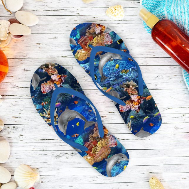 Dolphins Underwater Flip Flops (Creator Uploaded)