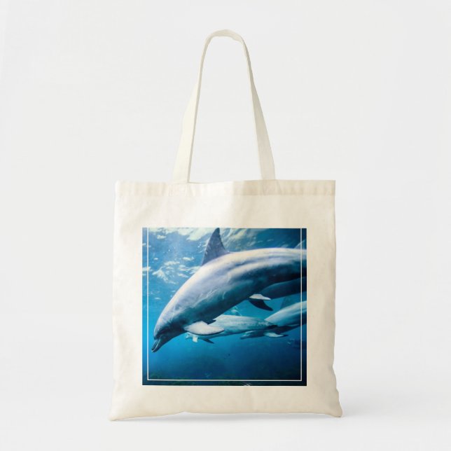 Dolphins Underwater Tote Bag (Front)