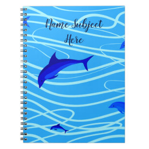 Dolphins & Water Personalize Add Your Name or Text Notebook