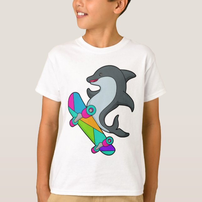 Dolpin as Skater with Skateboard T-Shirt (Front)