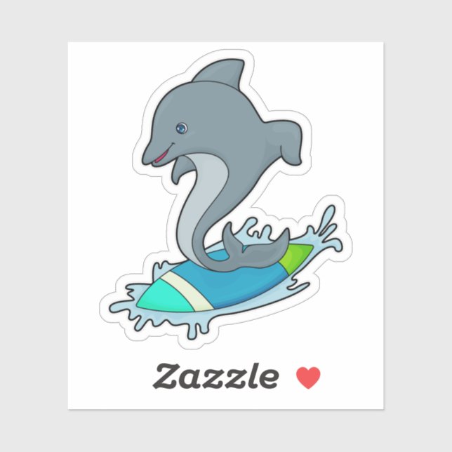 Dolpin as Surfer with Surfboard (Sheet)