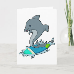Dolpin as Surfer with Surfboard Card