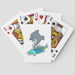 Dolpin as Surfer with Surfboard Playing Cards