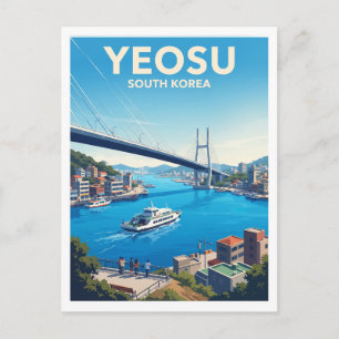 Dolsan Bridge and Yeosu Harbour South Korea Travel Postcard
