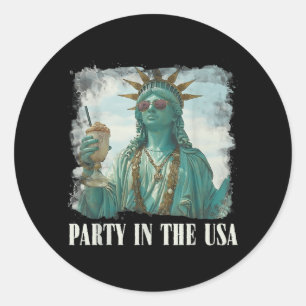 dom American Flag 4th Of July Patriotic Party In Classic Round Sticker