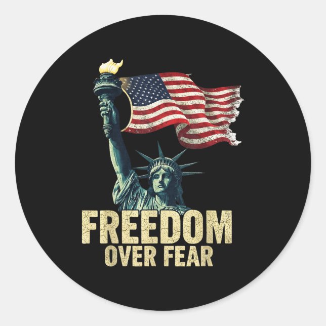 Dom Over Fear Statue Of Liberty Flag Graphic  Classic Round Sticker (Front)