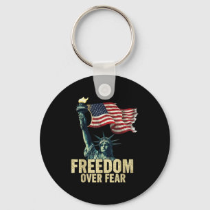 Dom Over Fear Statue Of Liberty Flag Graphic  Key Ring