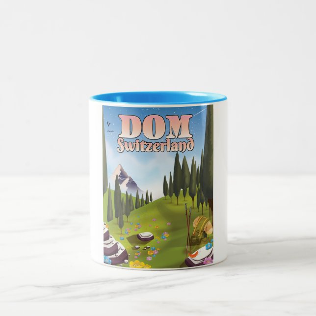 Dom Switzerland travel poster Two-Tone Coffee Mug (Center)
