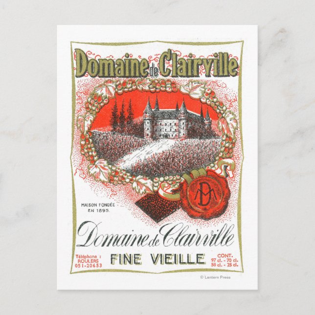 Domaine De Clairville Wine LabelEurope Postcard (Front)