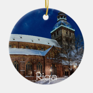 Dome cathedral on Dome square in Riga, Latvia Ceramic Tree Decoration