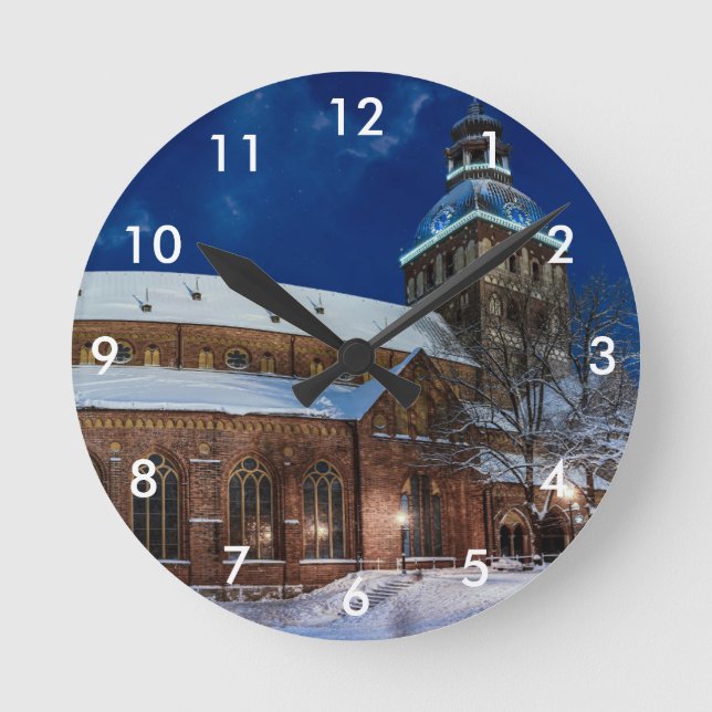 Dome cathedral on Dome square in Riga, Latvia Round Clock (Front)