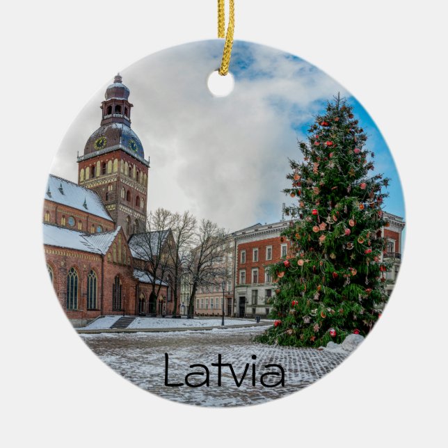 Dome square with Christmas tree in Riga Ceramic Tree Decoration (Front)