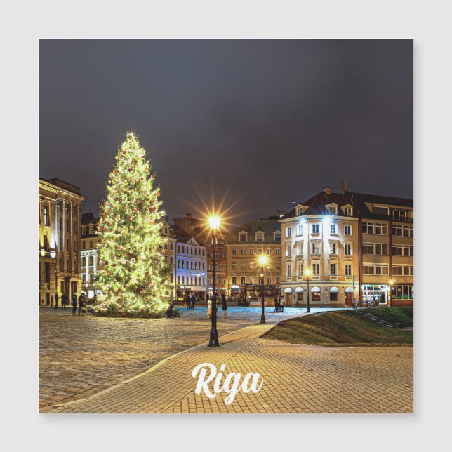 Dome Square with Christmas tree in Riga Magnet (Front)